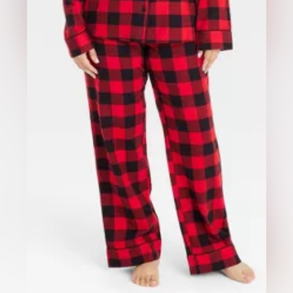 TERRA & SKY flannel checkered pajama pant elastic waistband red blk NEW size 4X
